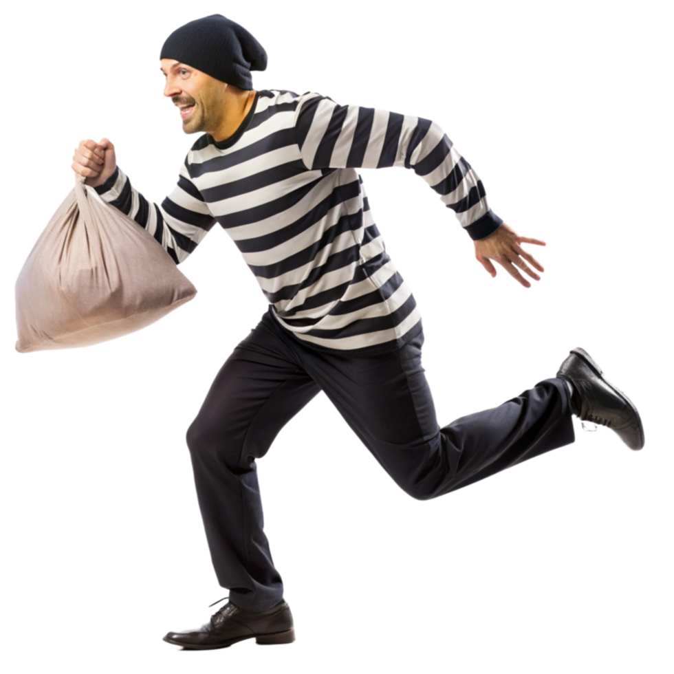 Robber on the Run with Heavy Sack png