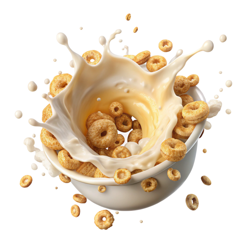 Cereal Splashes Enhanced with Milk Motion png