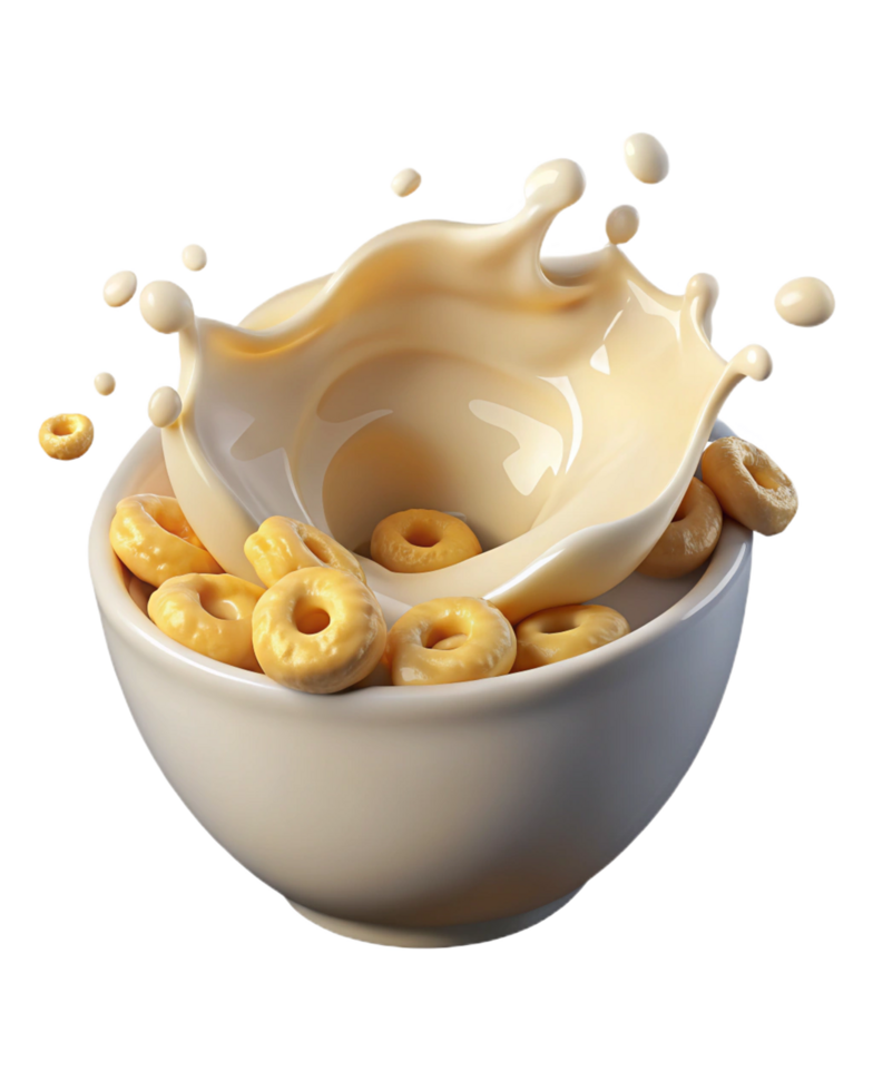 Energetic Milk Splash and Cereal Composition png