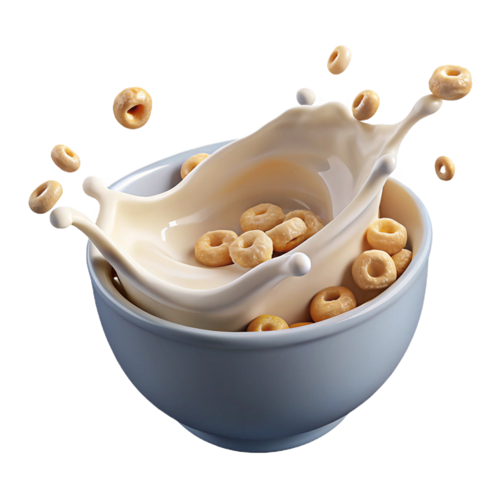 Golden Cereal with a Splash of Fresh Milk png