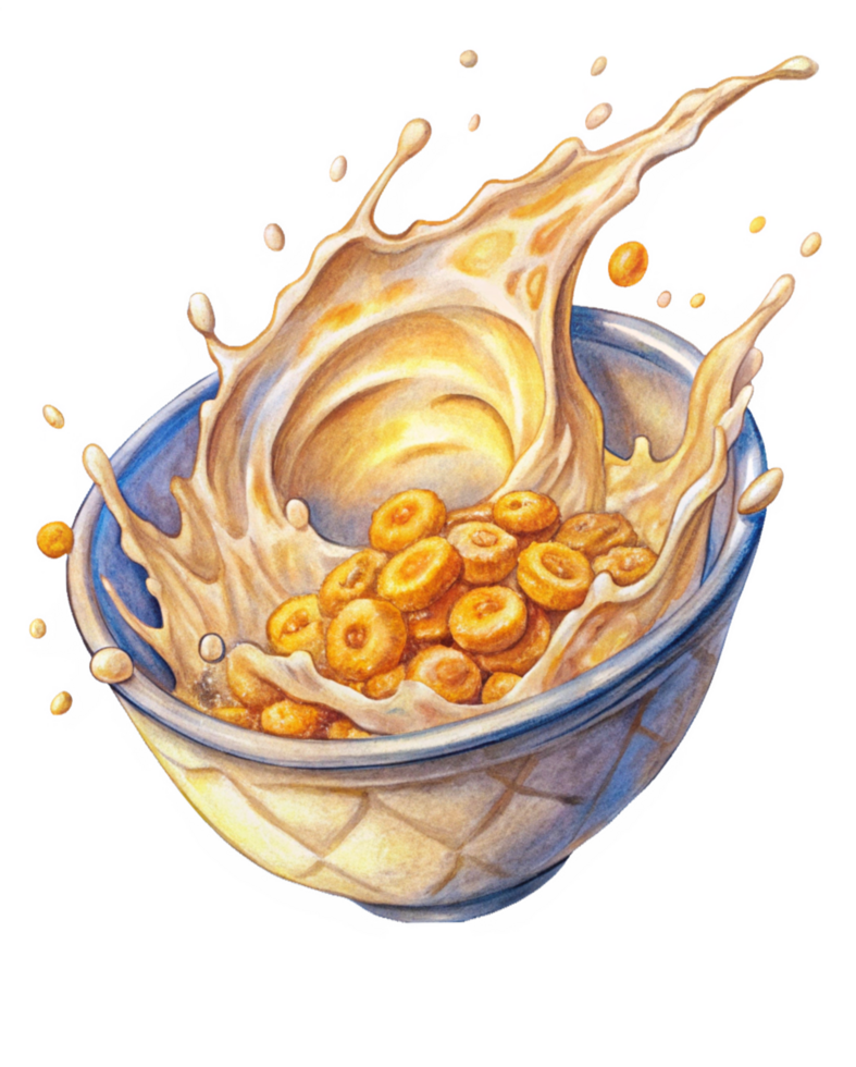 Captivating Milk Splash with Crispy Cereal png