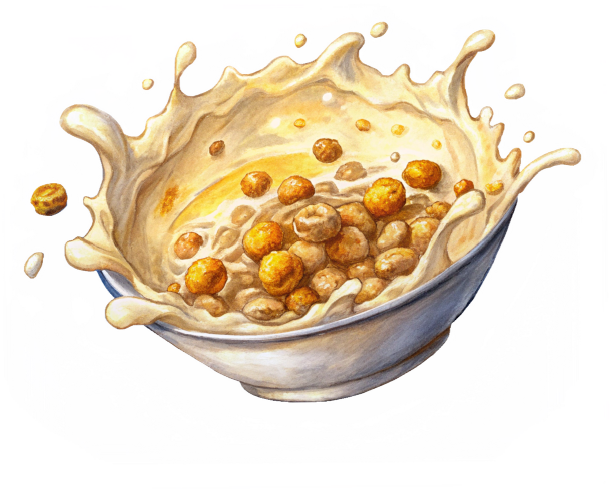 Refreshing Cereal and Milk Splash Scene png