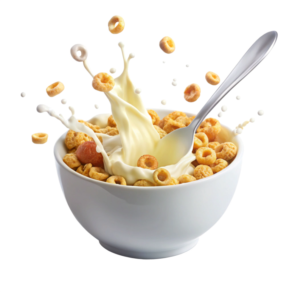 Milk Pouring Over Cereal with Splash png