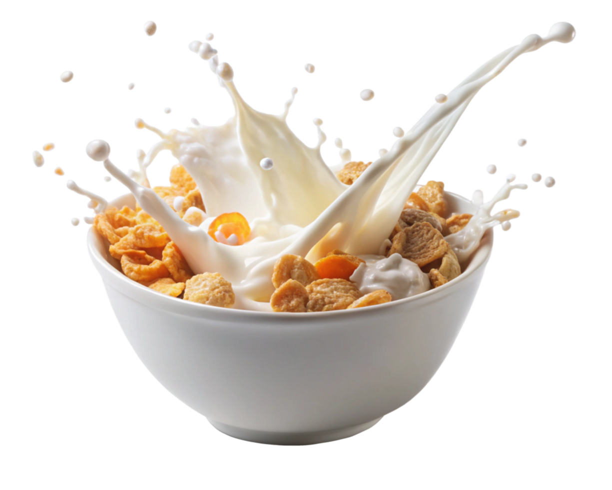 Dramatic Milk Splash with Cereal Bowl png