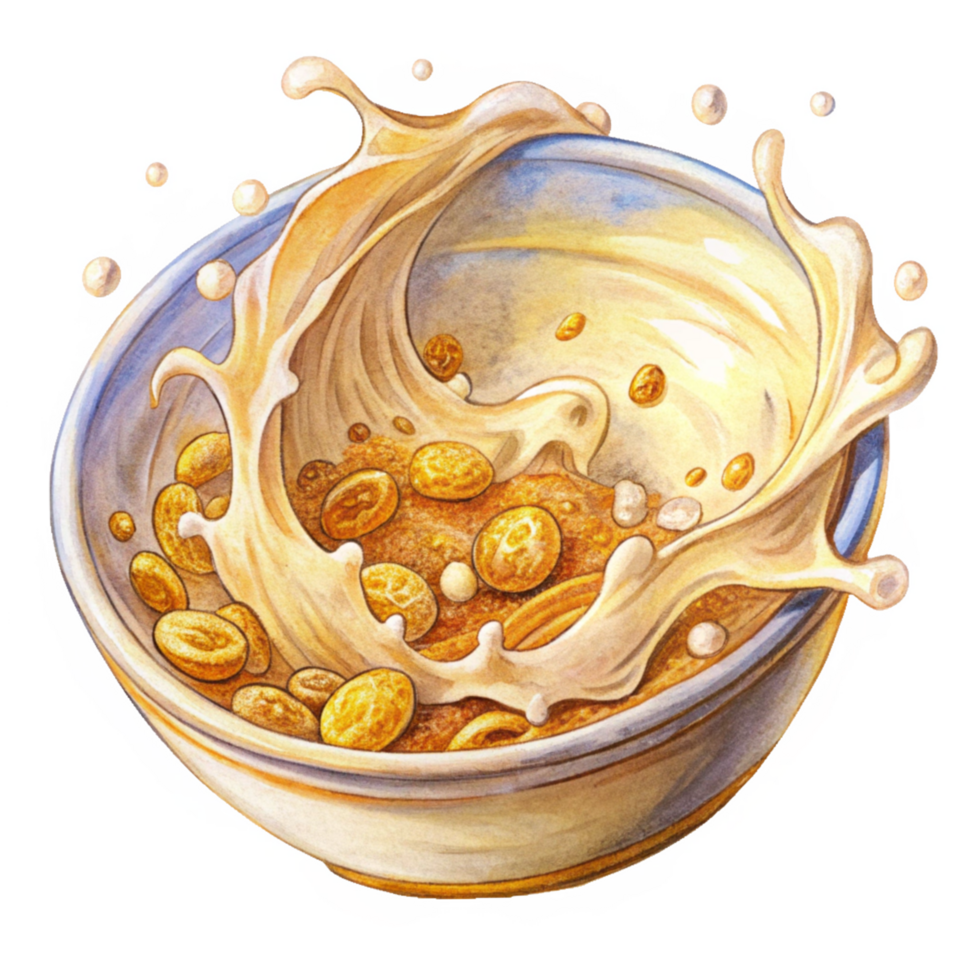 Energy-Packed Cereal with Splash of Milk png