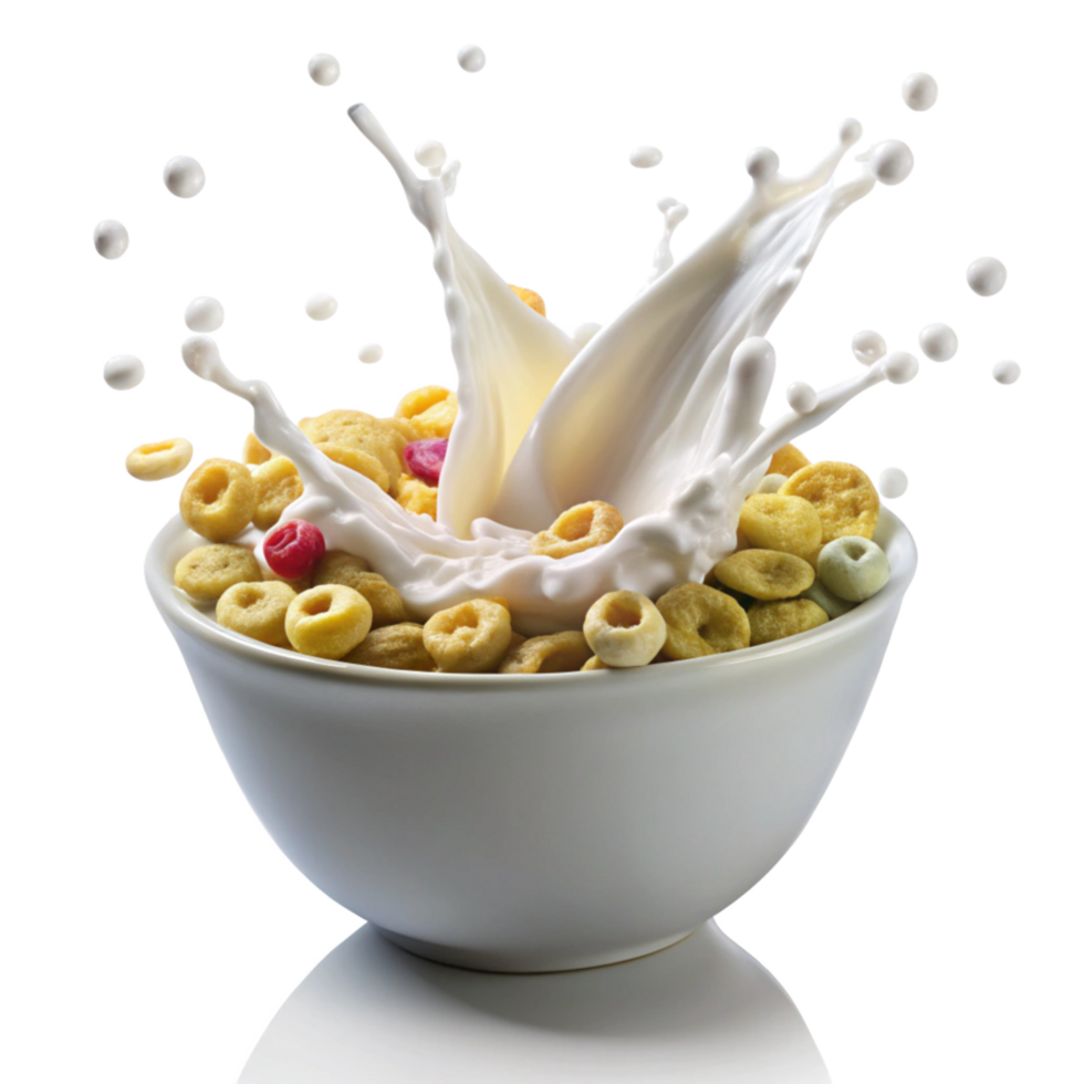 Milk Splashing Over Crunchy Cereal png