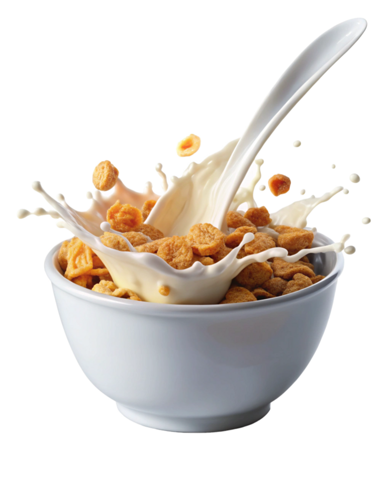 Crunchy Cereal with Splashing Milk png