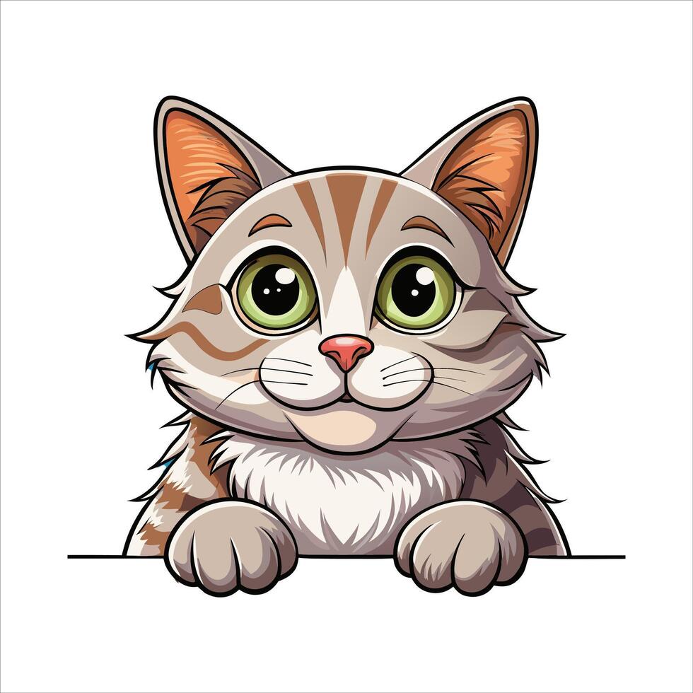 Adorable Turkish Angora Cat Peeking . vector