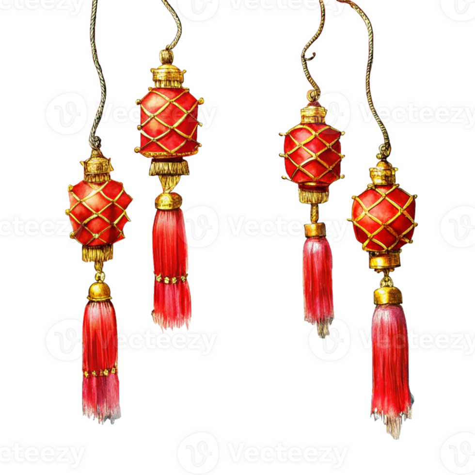 Chinese New Year a decorative string of red firecrackers intertwine png