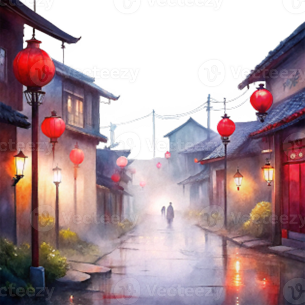 Chinese New Year a misty morning view png