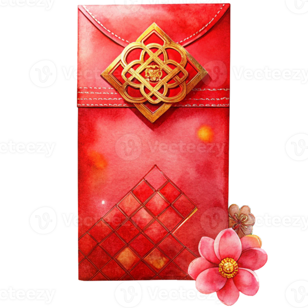 Chinese New Year red envelope with intricate pattern png