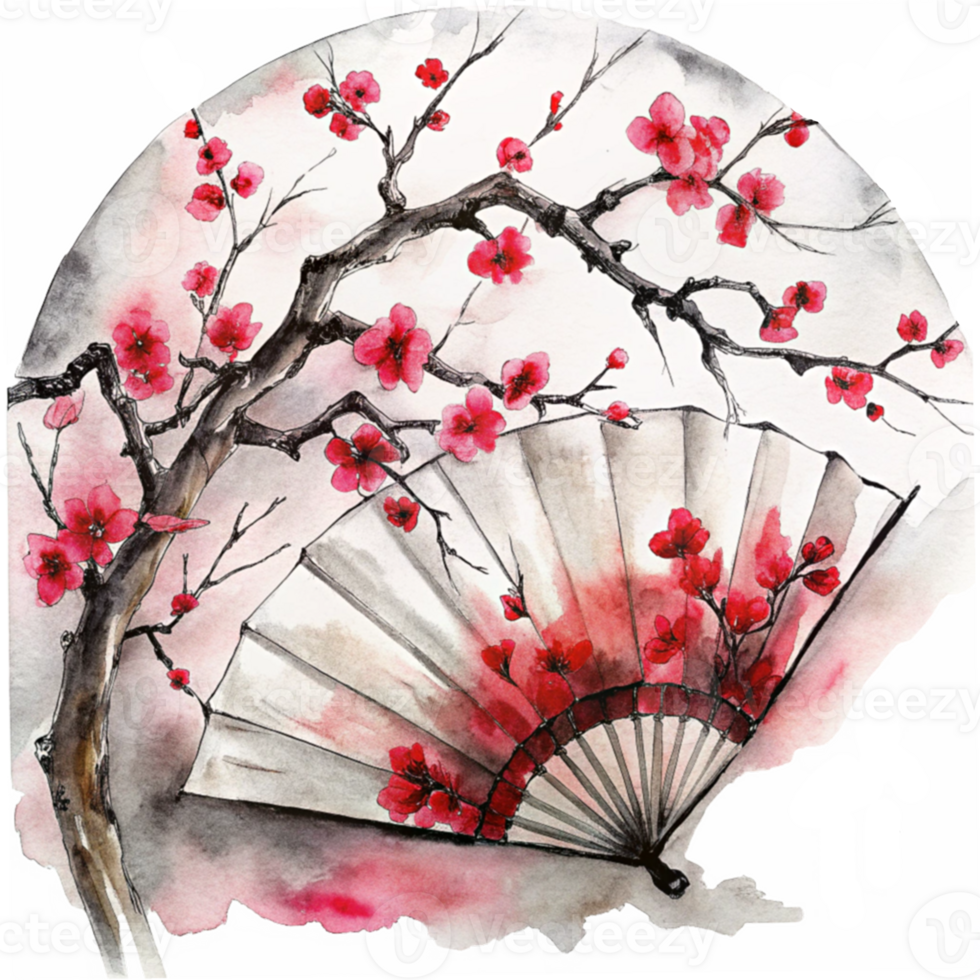 Chinese New Year a traditional chinese folding fan png