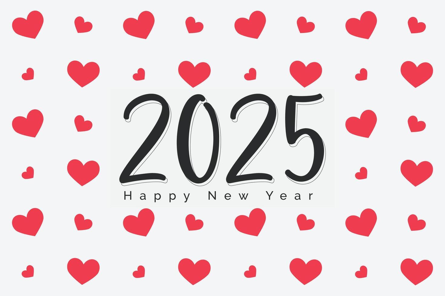 Happy New Year 2025 love red heart pattern wallpaper for paper print vector