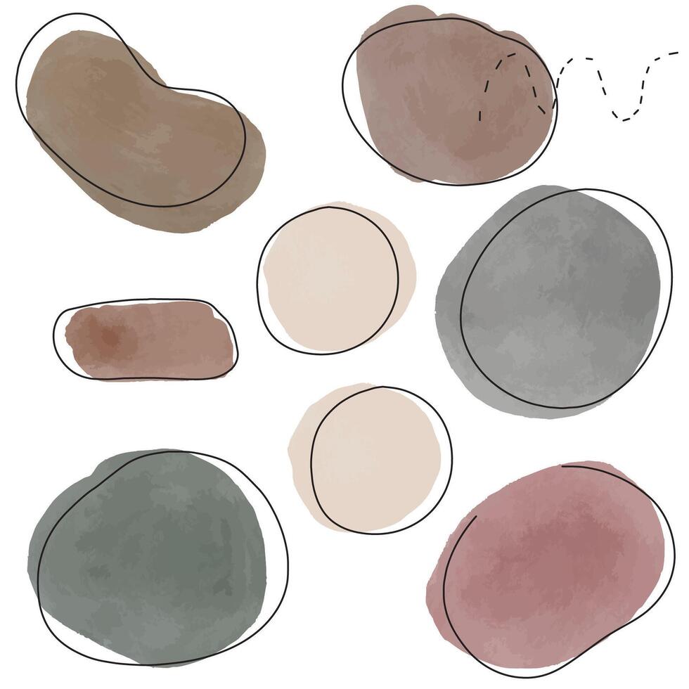 A set of hand-painted abstract watercolor shapes in warm, neutral colors. Ideal for creating unique backgrounds, patterns, or design elements vector