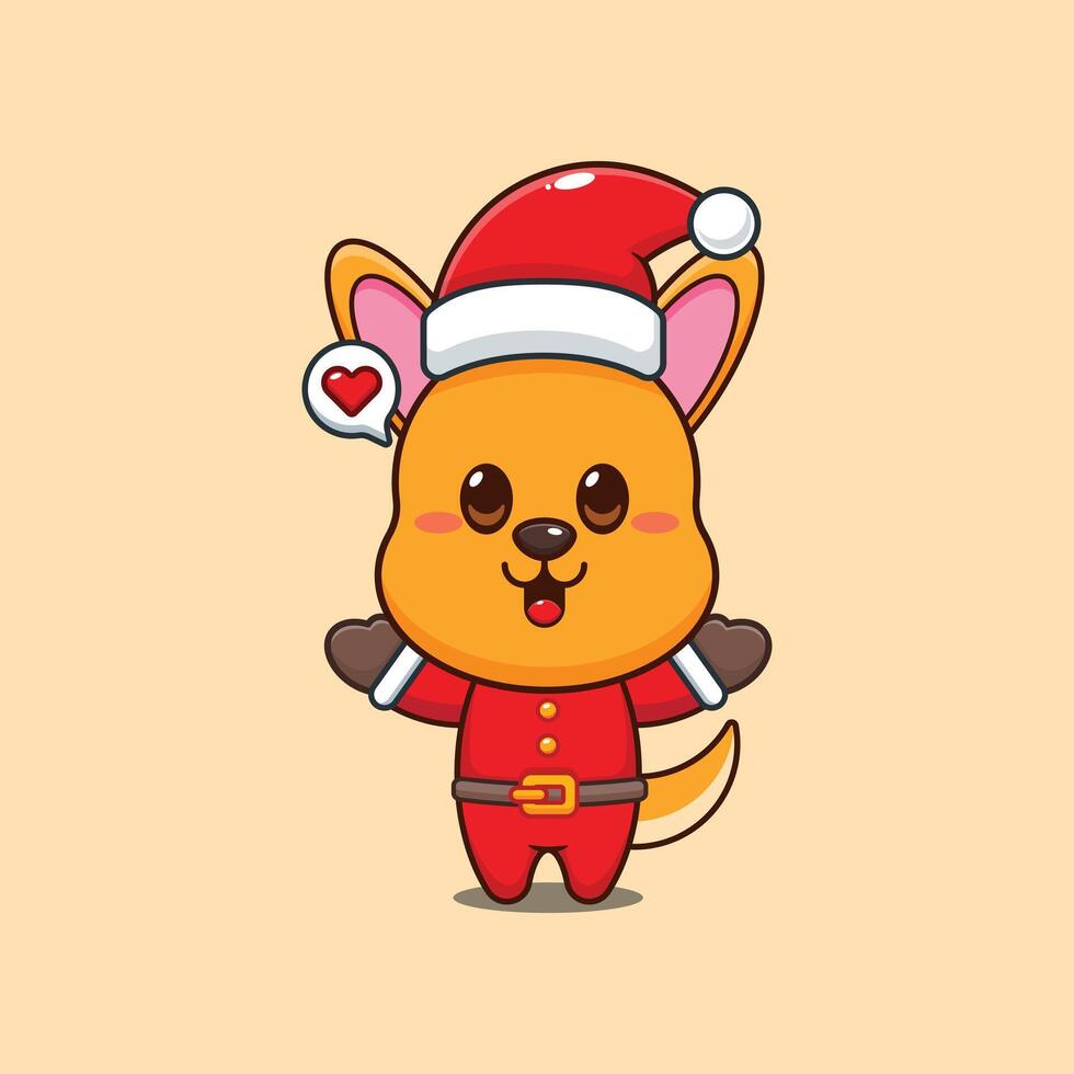 Cute kangaroo as a santa claus in Christmas day. vector