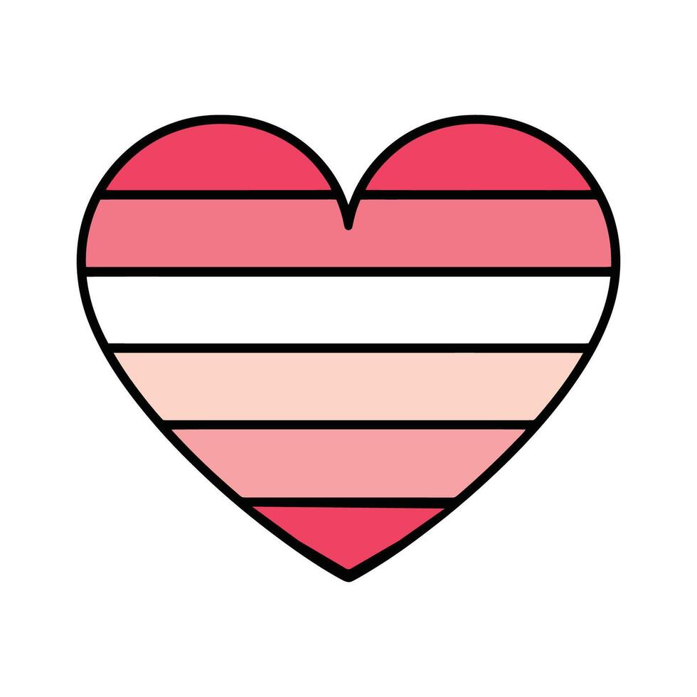Striped Heart Icon in Pink Shades vector