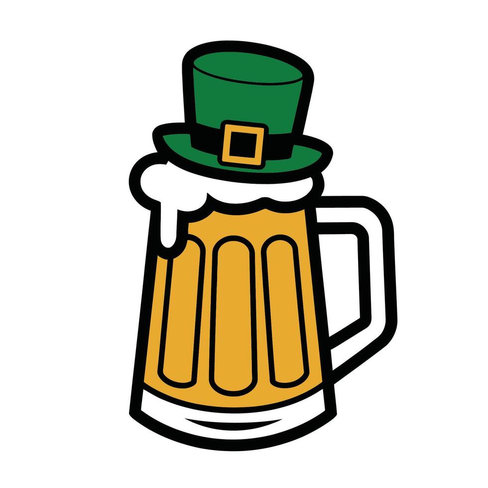Beer mug with leprechaun hat for St. Patrick's Day illustration vector