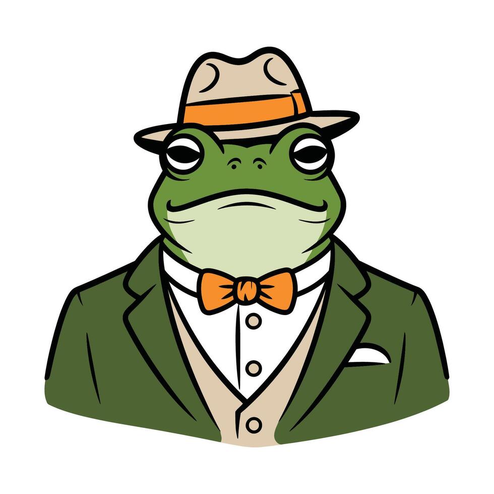 Dapper Frog in Suit and Hat Illustration vector