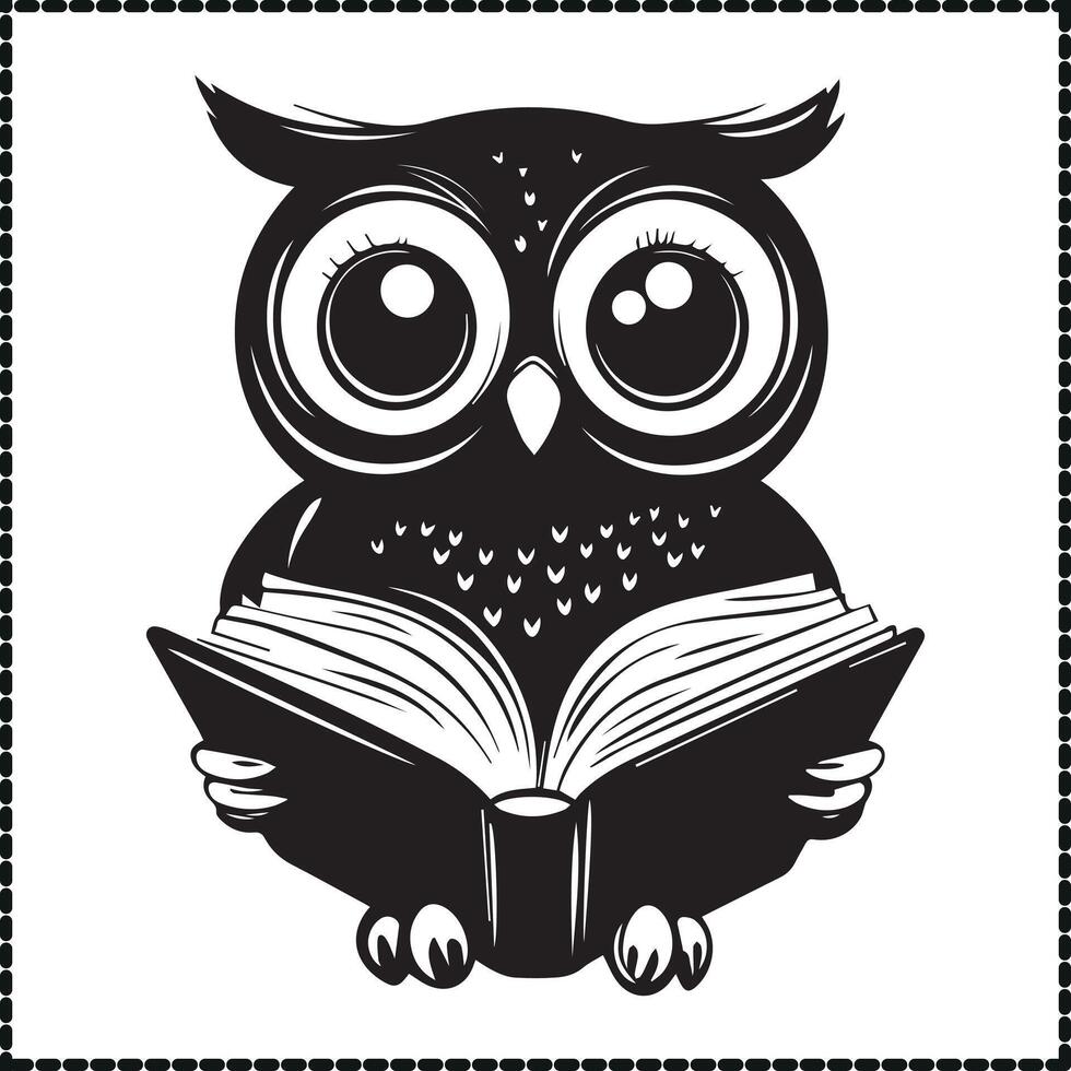 Cute Owl Reading Book vector