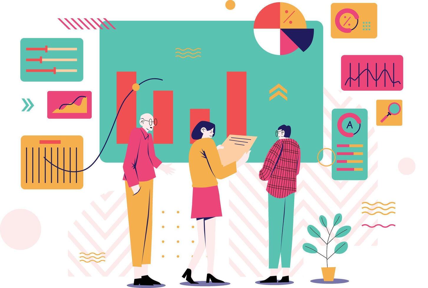 Data Analysis Collaboration Team Illustration vector