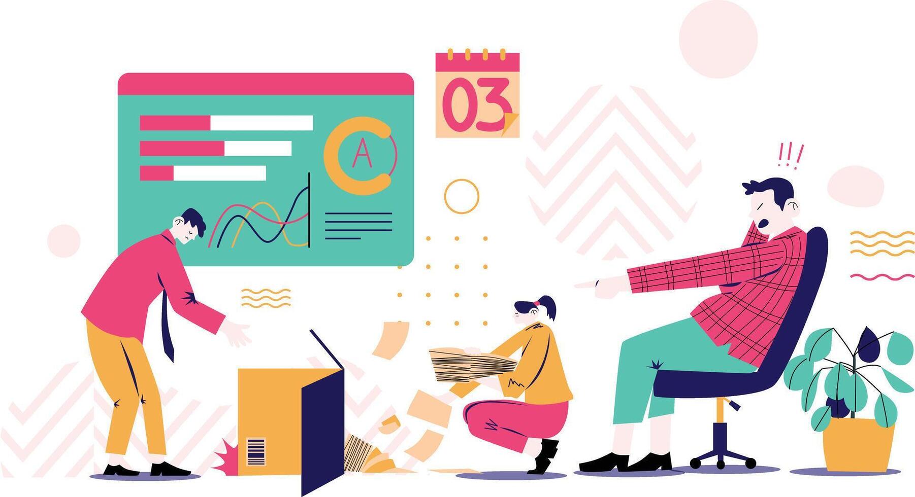 Working with Pressure Illustration worker and Boss vector