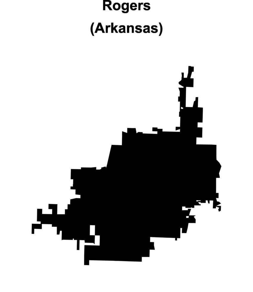Rogers, Arkansas blank outline map vector