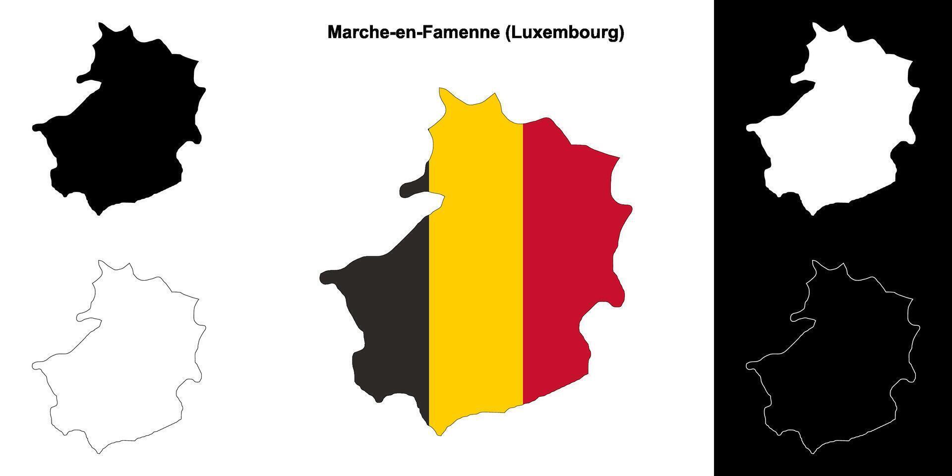 Marche-en-Famenne arrondissement outline map set vector