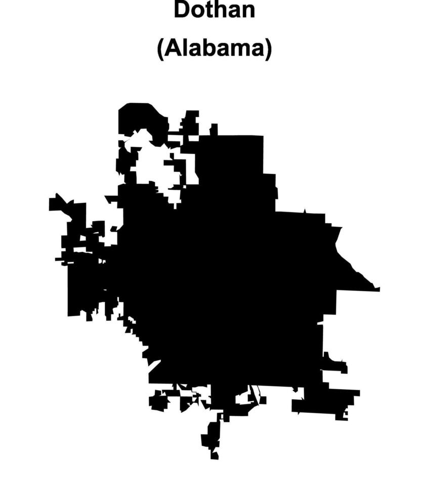 Dothan, Alabama blank outline map vector