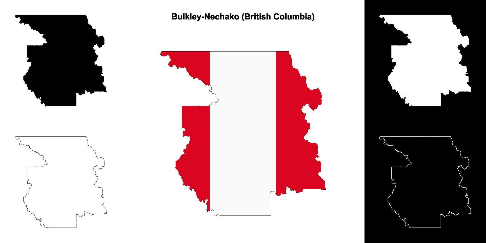 Bulkley-Nechako district, British Columbia outline map set vector