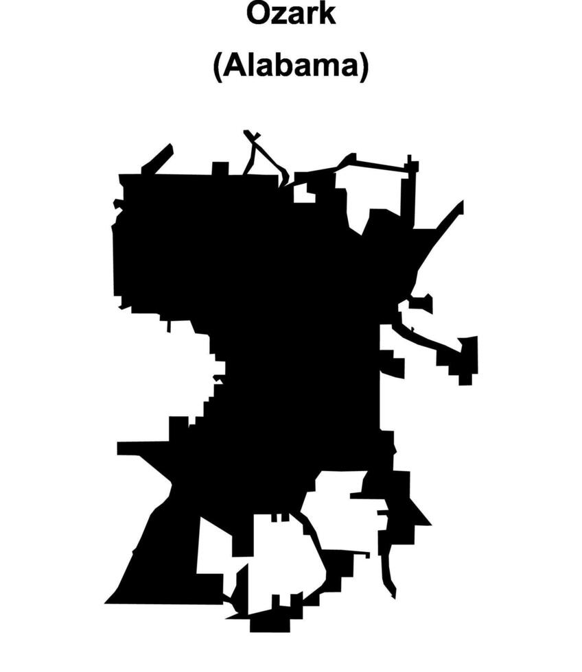 Ozark, Alabama blank outline map vector