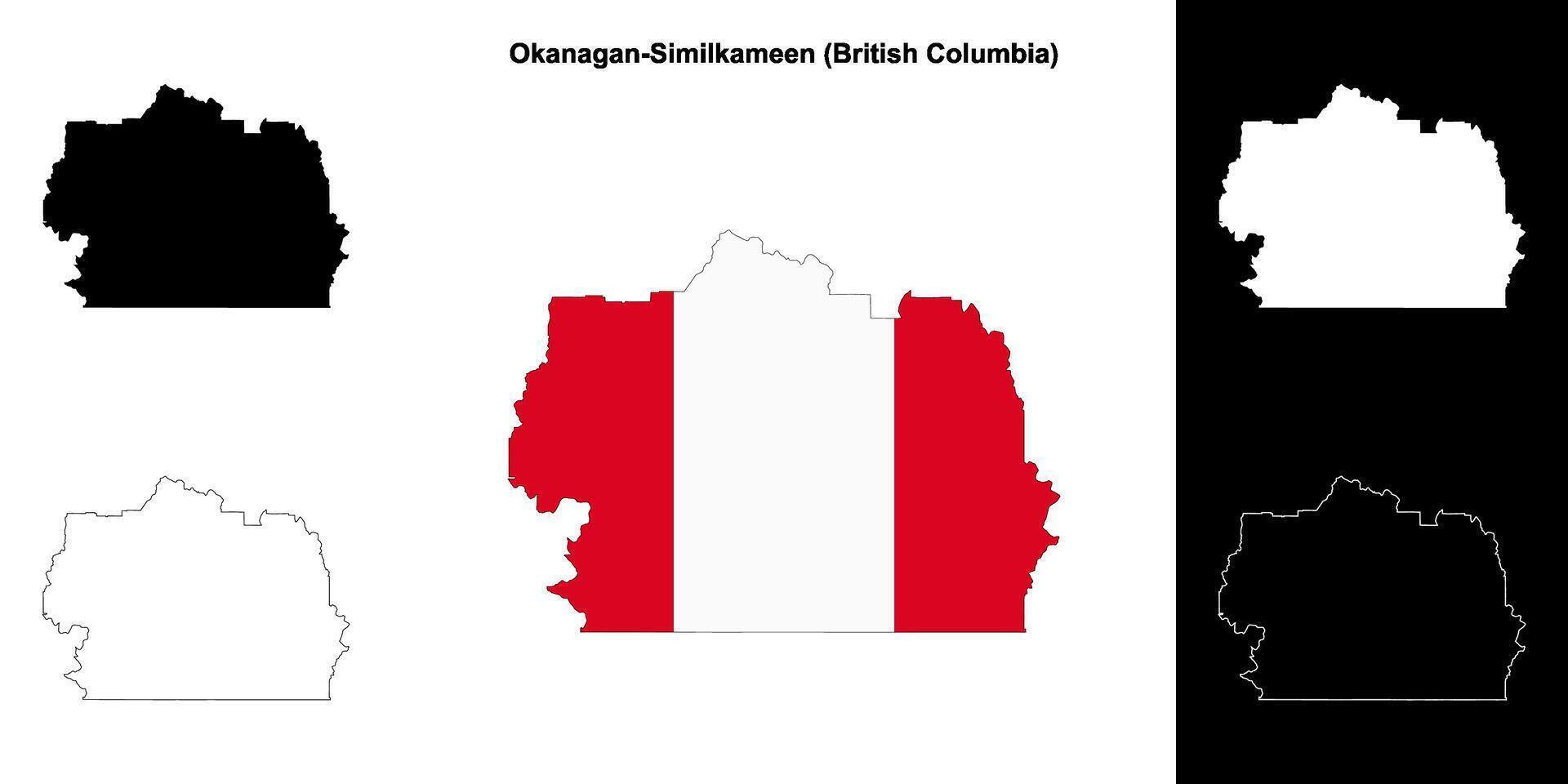 Okanagan-Similkameen district, British Columbia outline map set vector