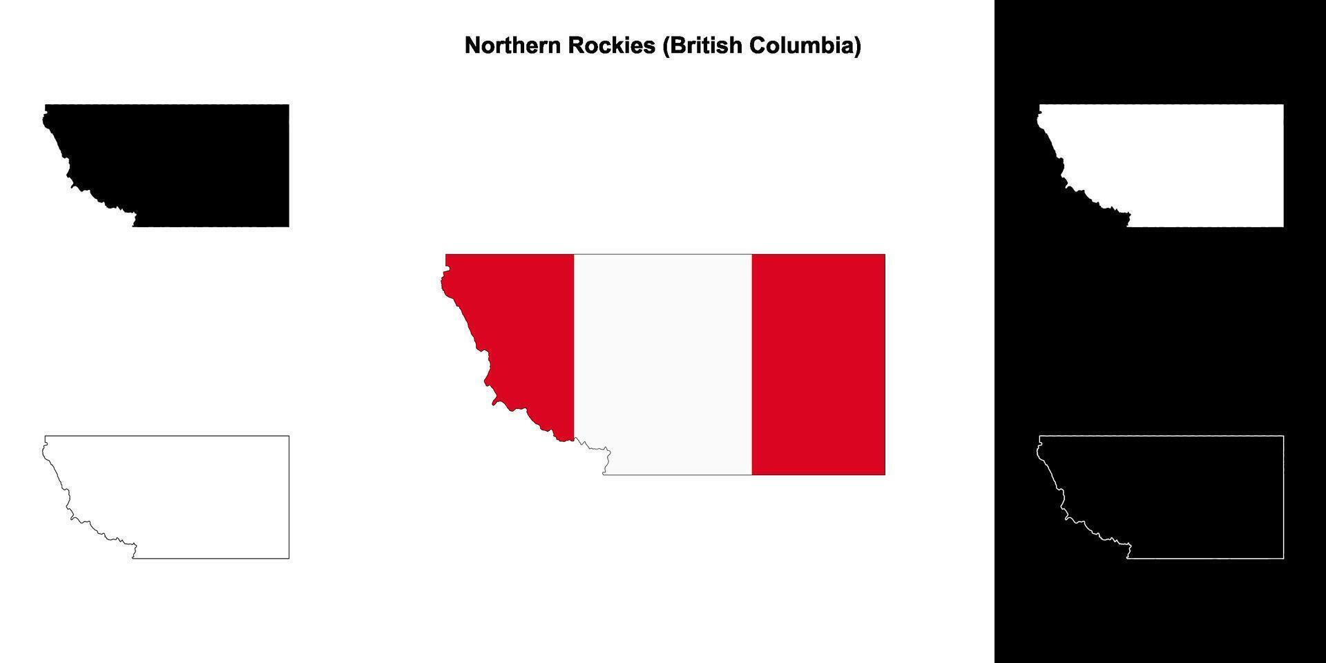 Northern Rockies district, British Columbia outline map set vector