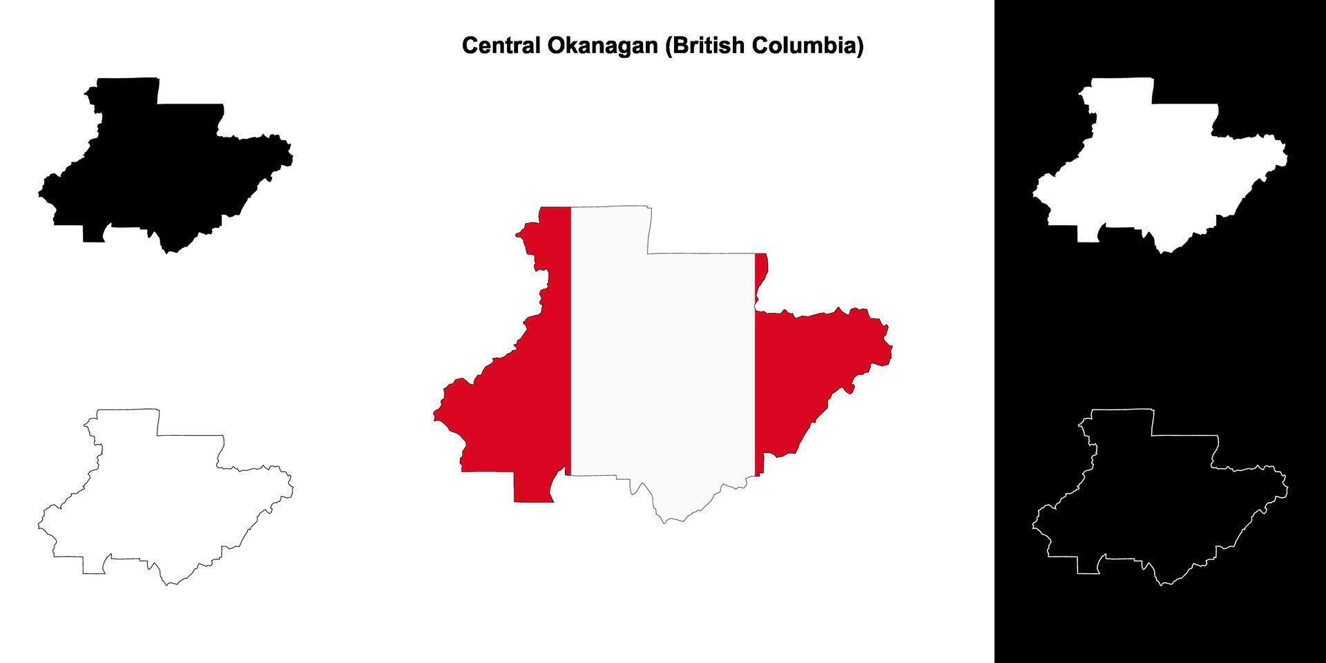 Central Okanagan district, British Columbia outline map set vector