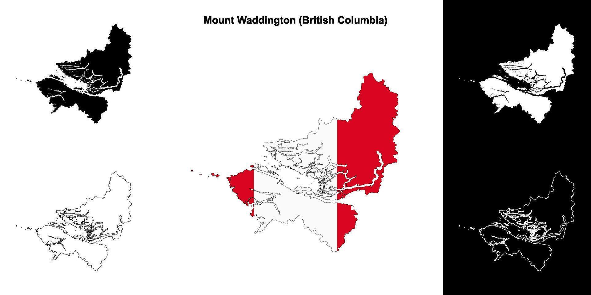 Mount Waddington district, British Columbia outline map set vector