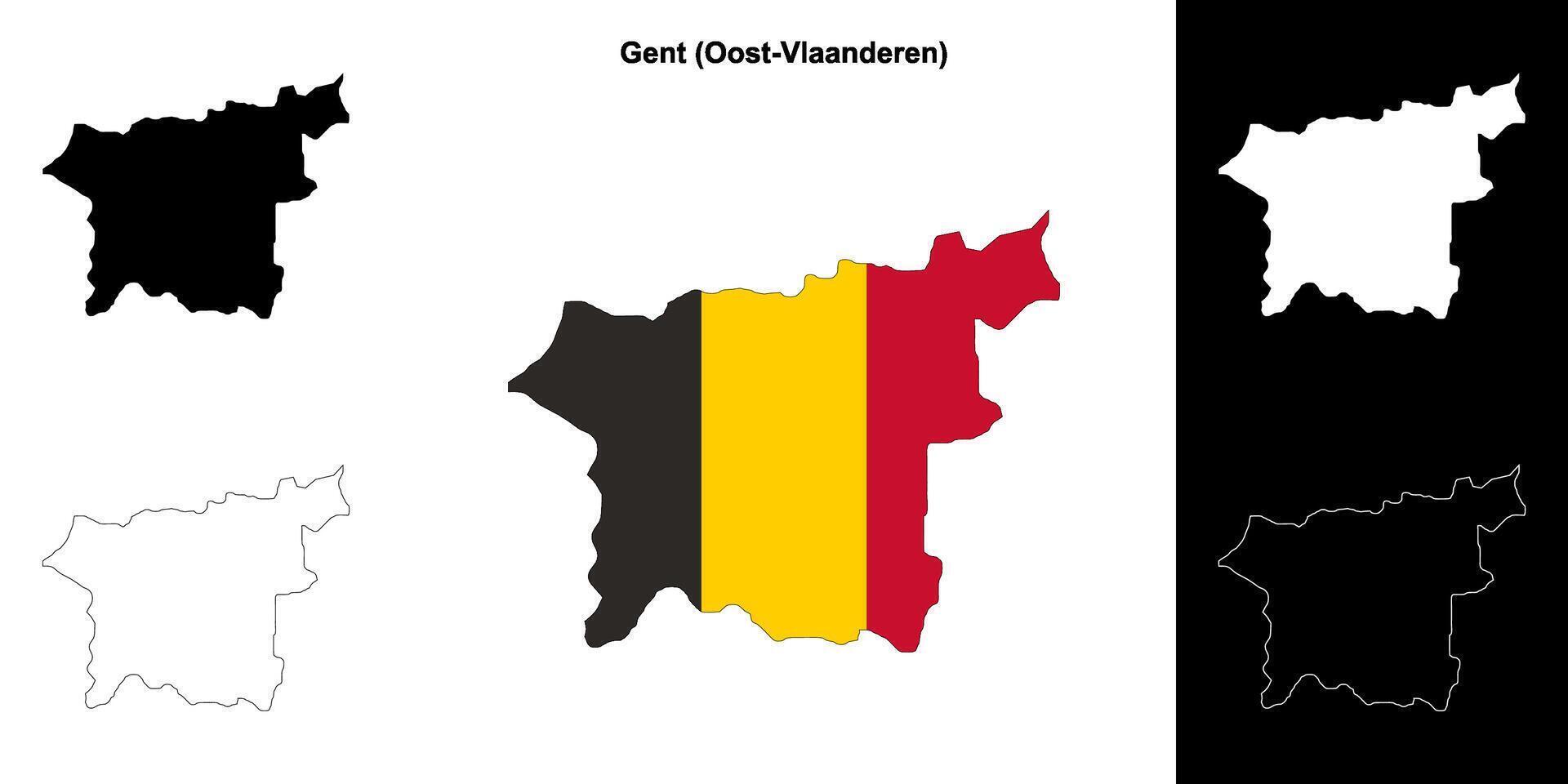 Gent arrondissement outline map set vector
