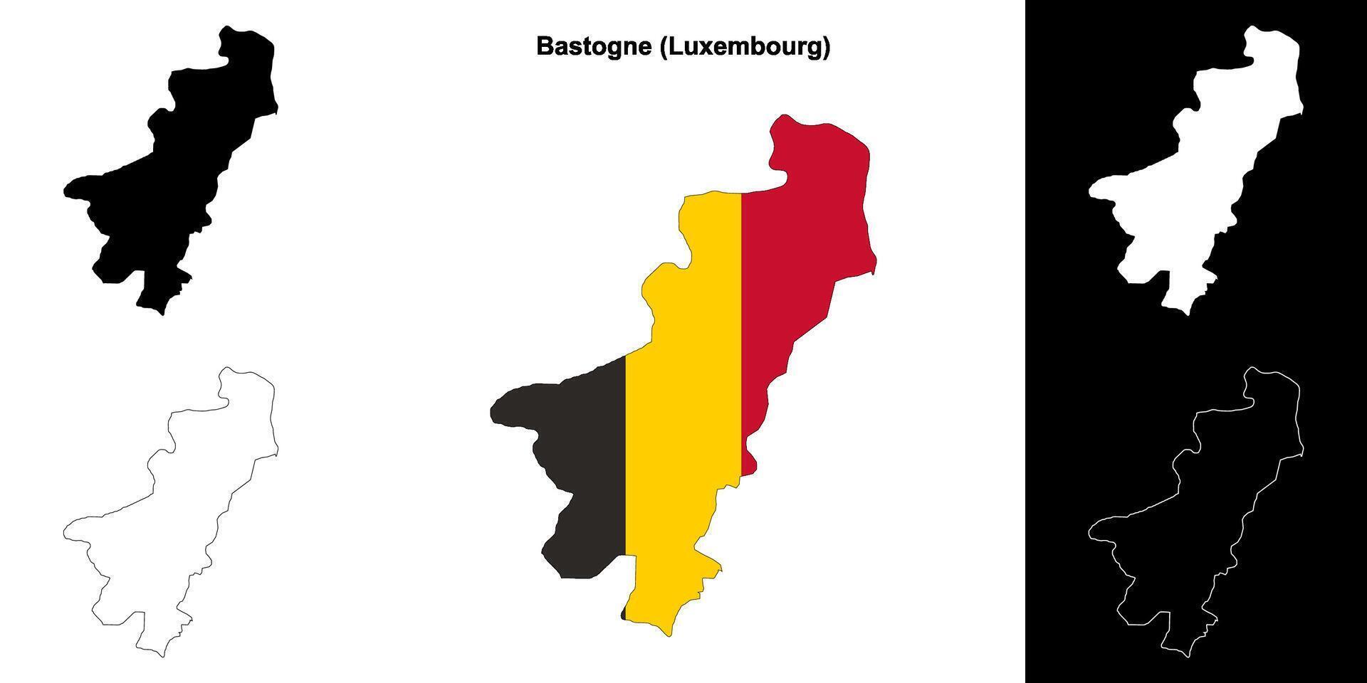 Bastogne arrondissement outline map set vector