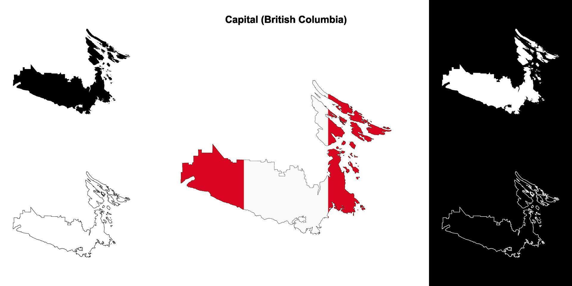 Capital district, British Columbia outline map set vector