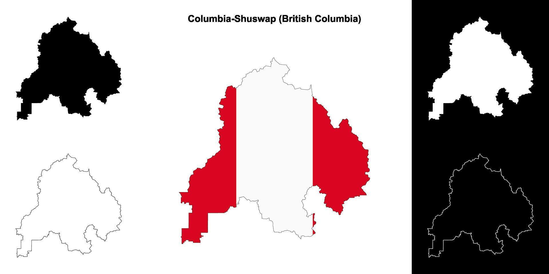 Columbia-Shuswap district, British Columbia outline map set vector
