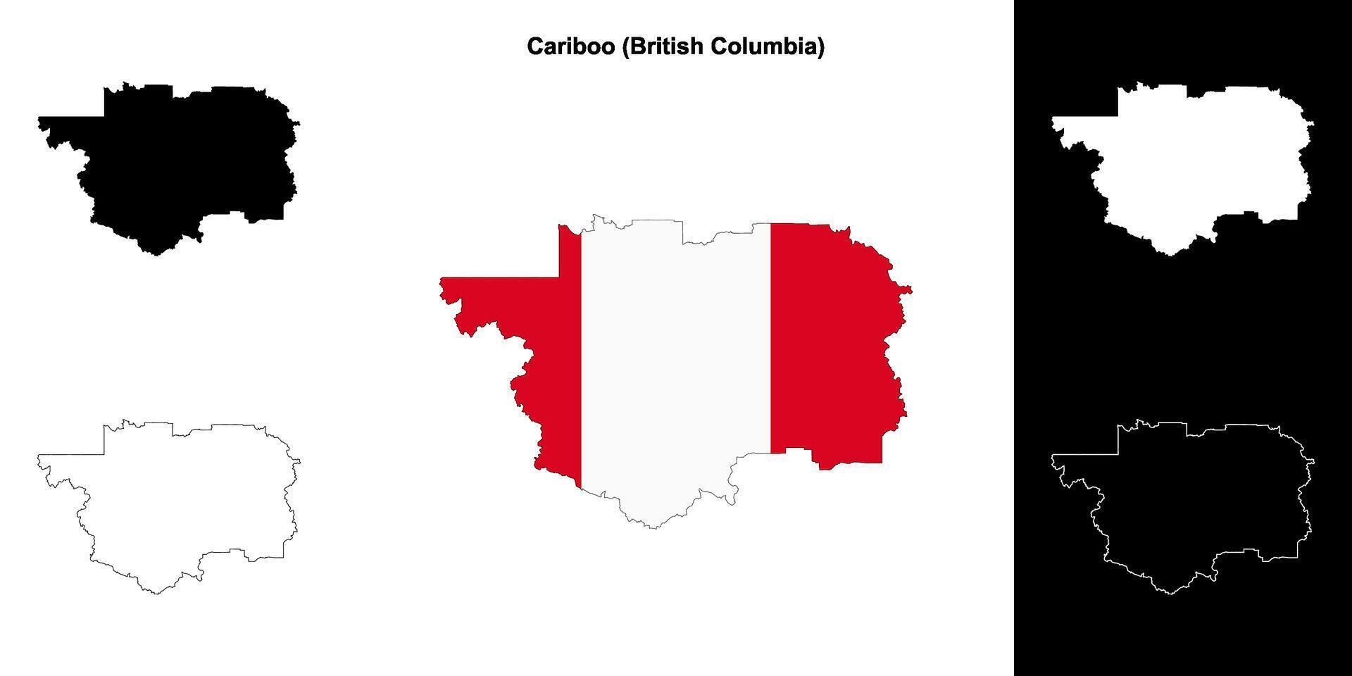 Cariboo district, British Columbia outline map set vector