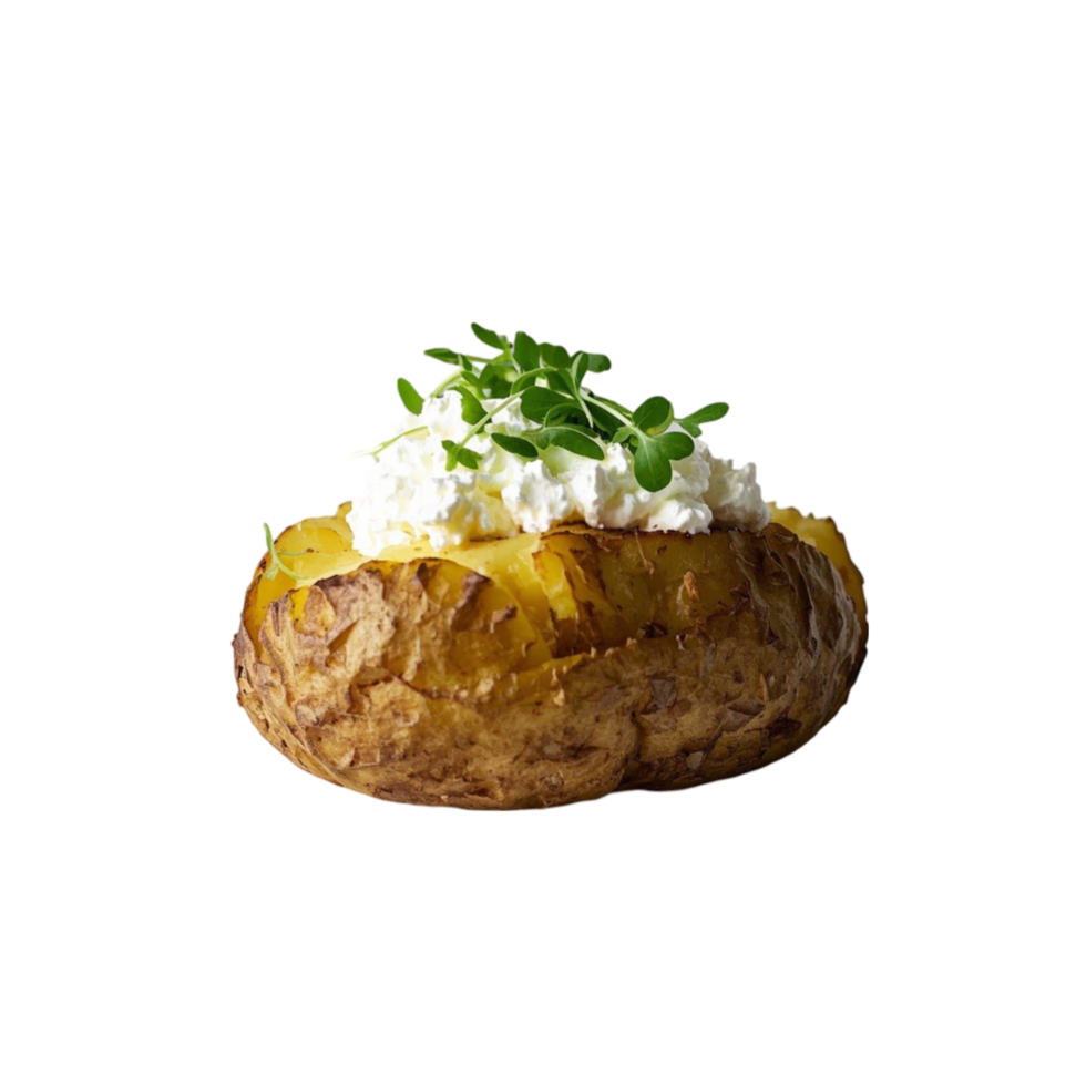 Baked Potato with Sour Cream and Chives Isolated png