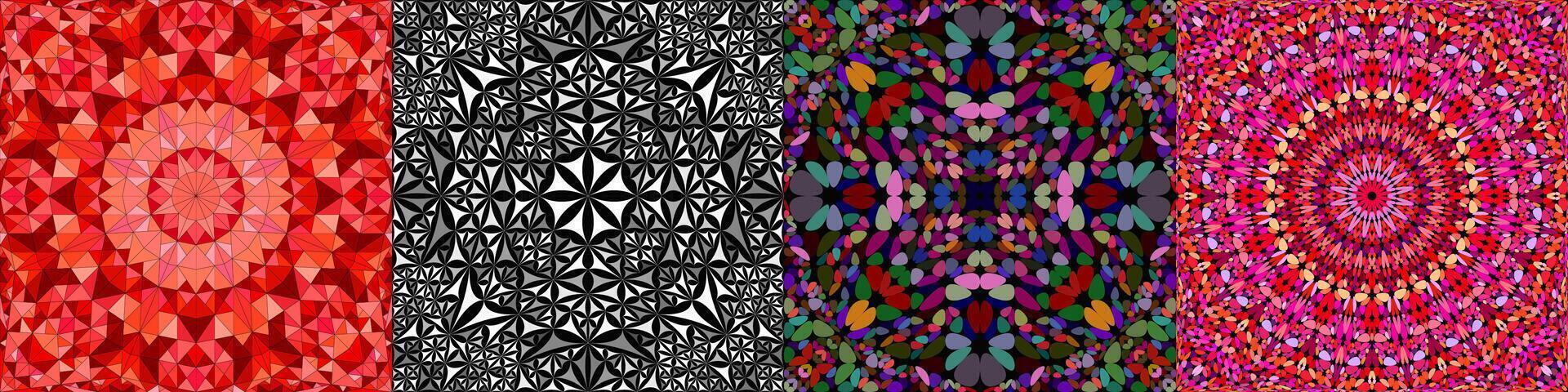 Seamless geometrical mandala pattern set vector