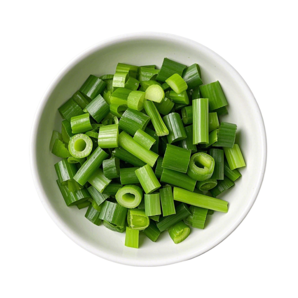 Sliced Green Onions in a Bowl png