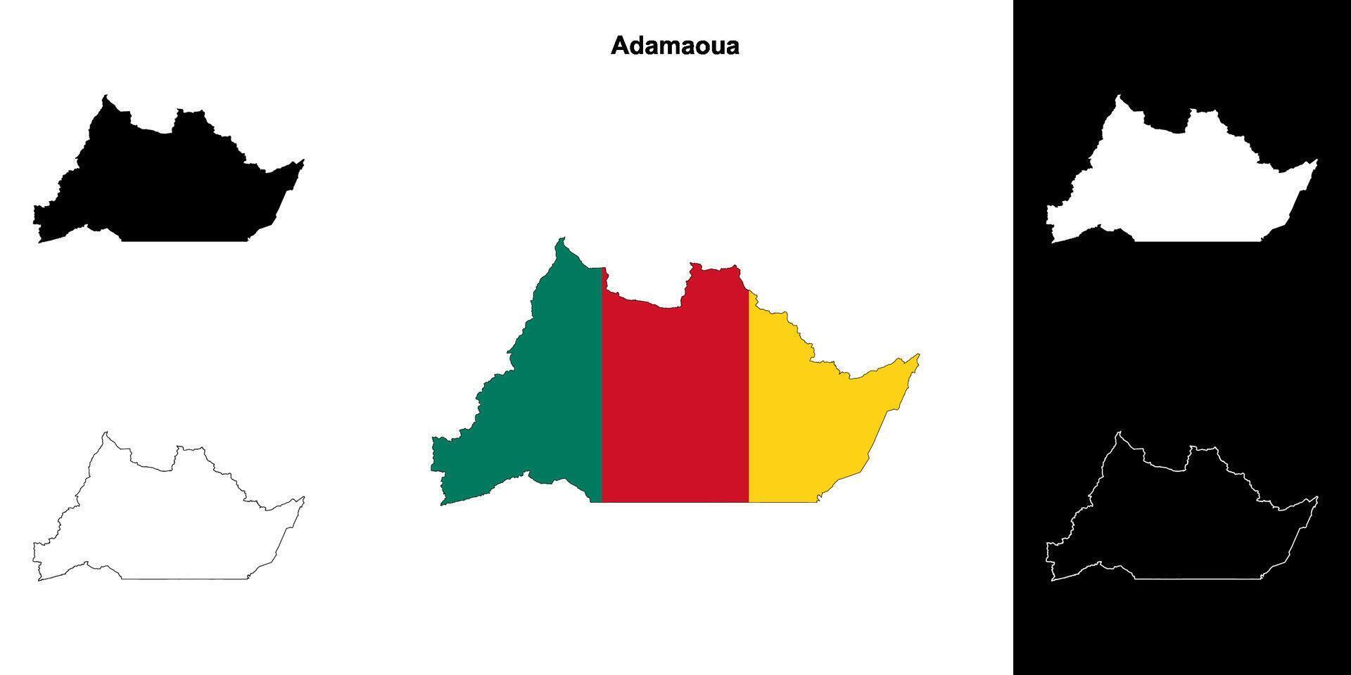Adamaoua region outline map set vector