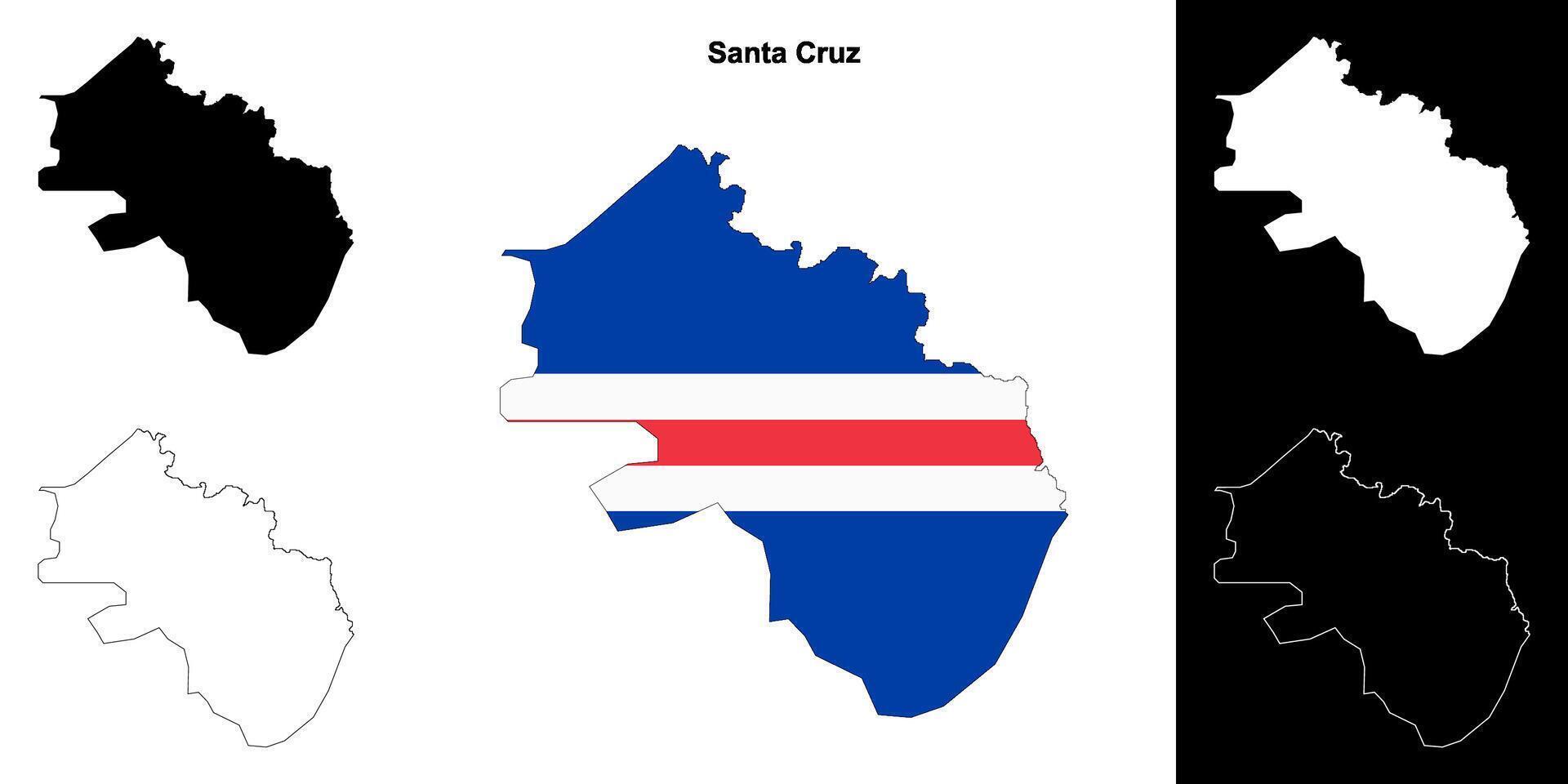 Santa Cruz municipality outline map set vector