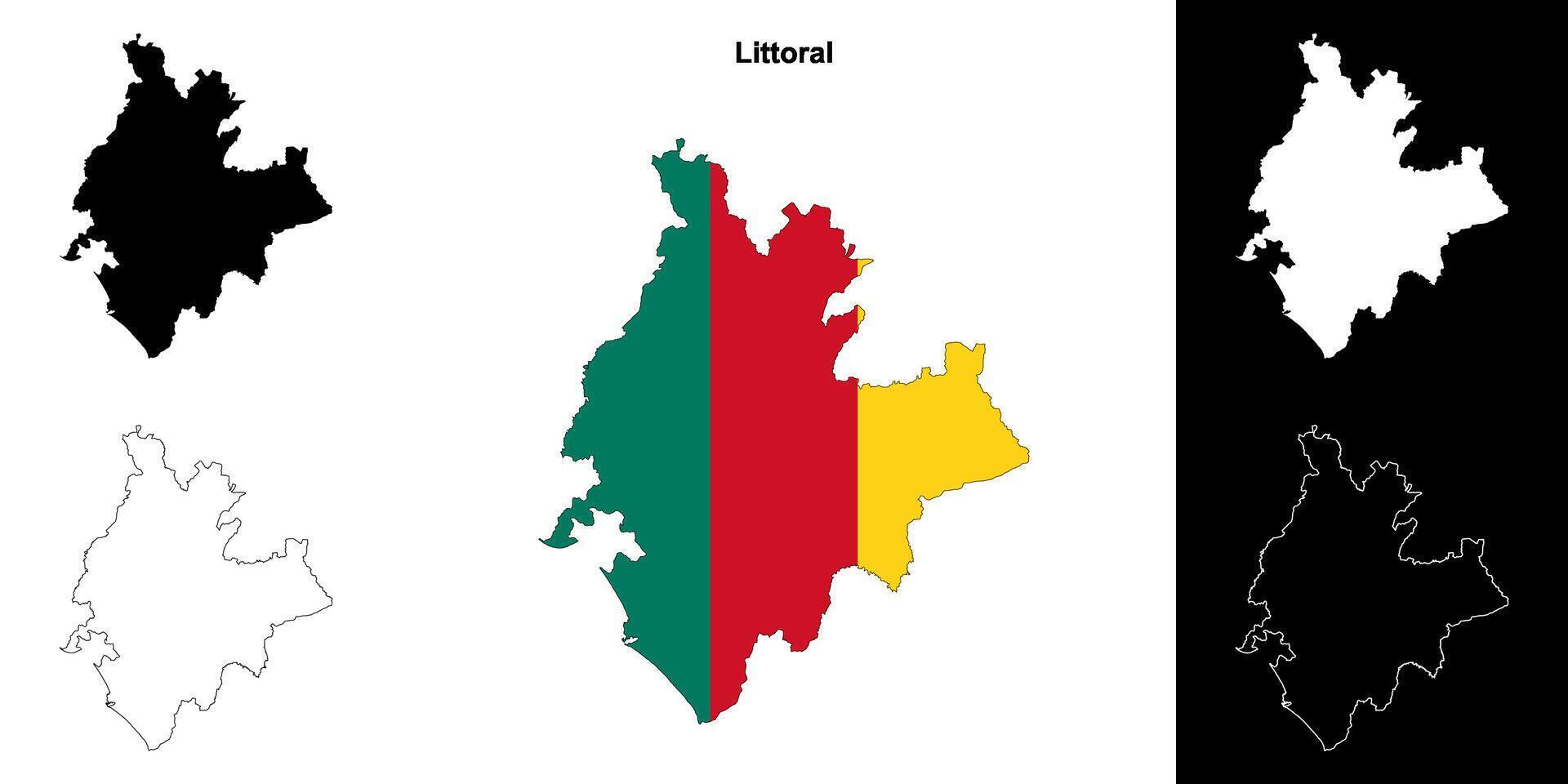 Littoral region outline map set vector