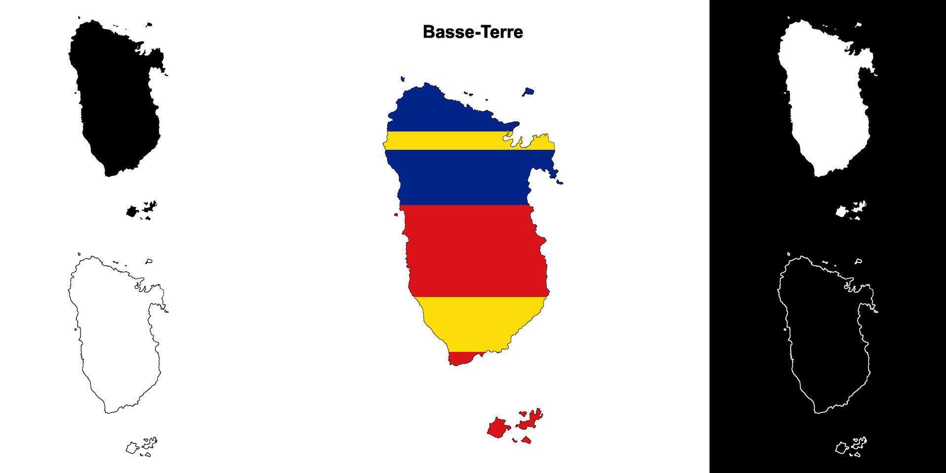 Basse-Terre arrondissement outline map set vector