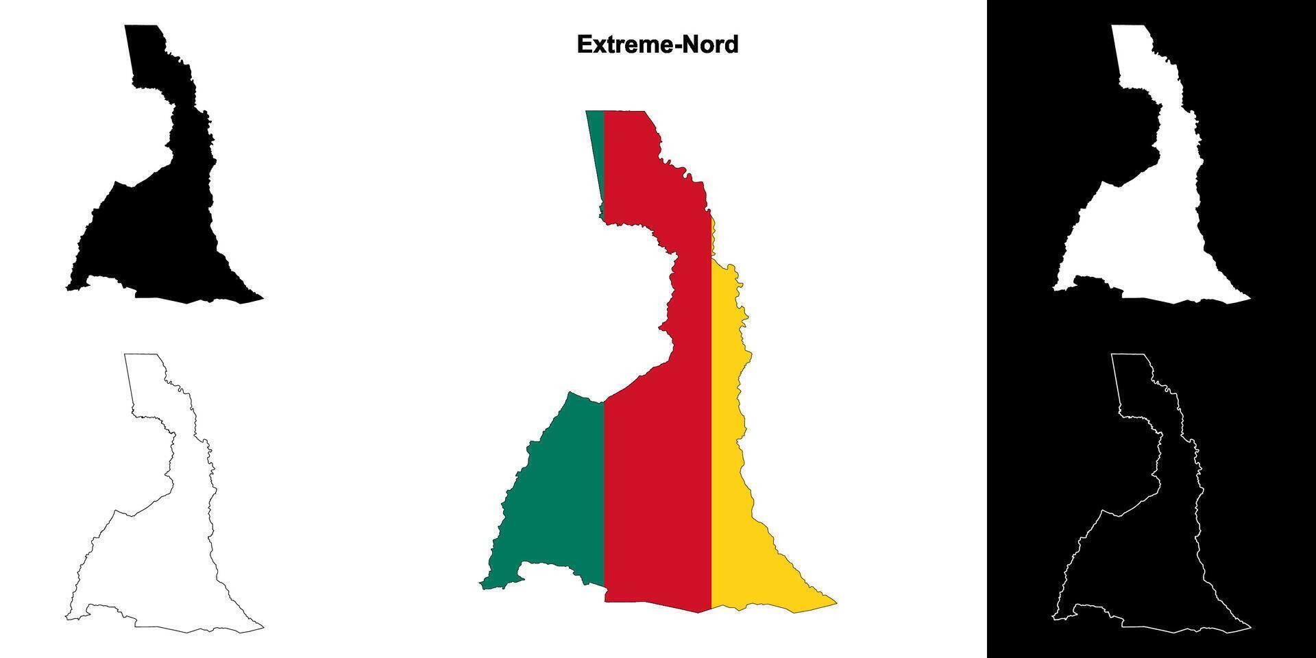 Extreme-Nord region outline map set vector