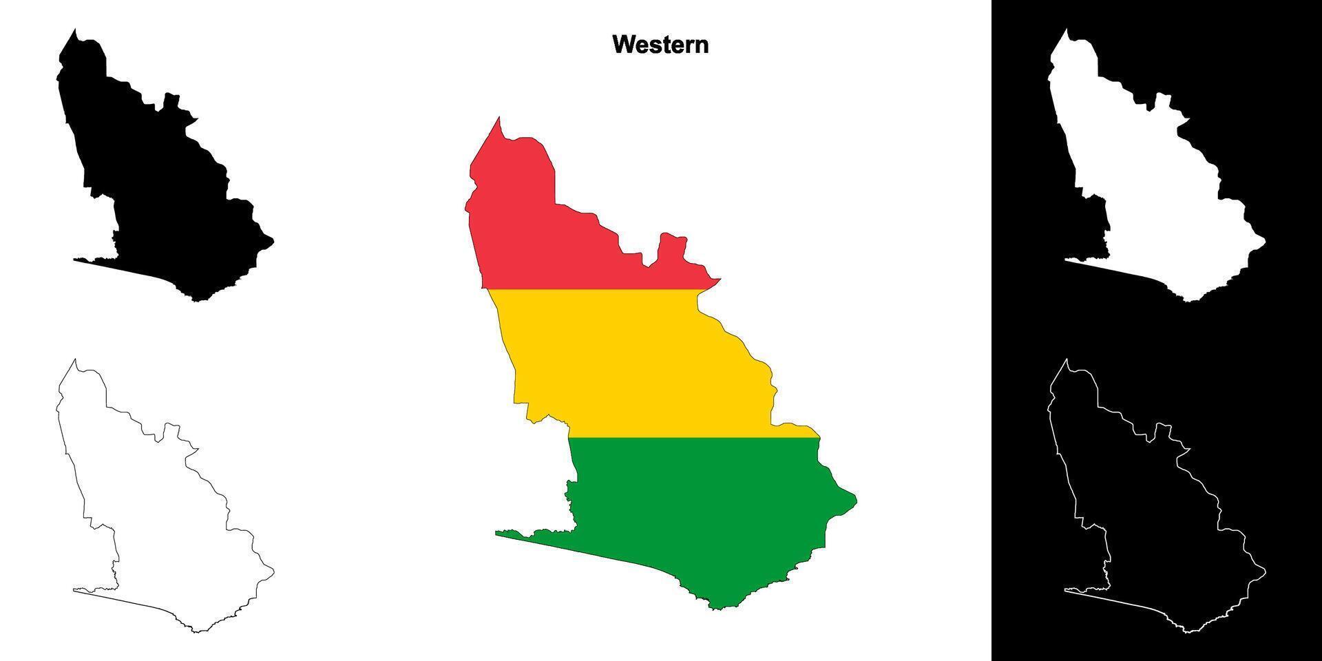 Western region outline map set vector