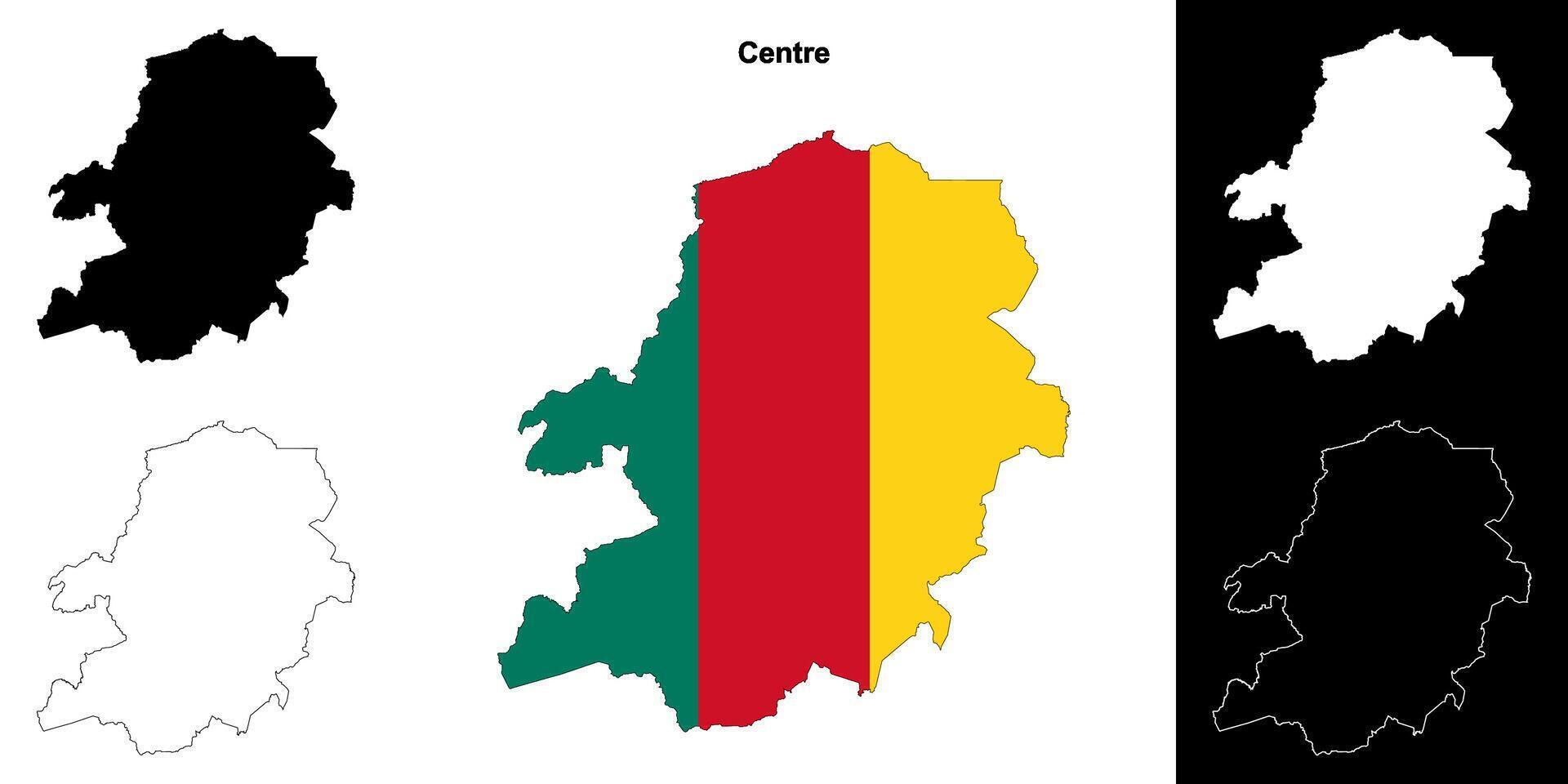 Centre region outline map set vector