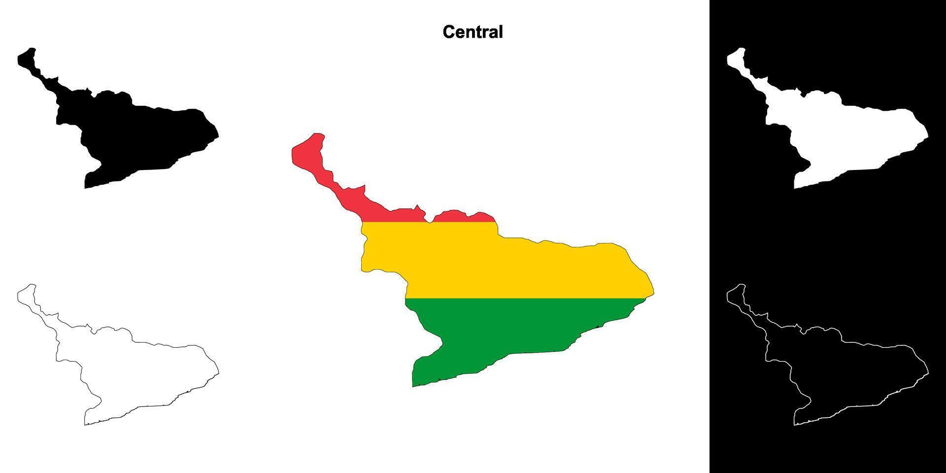 Central region outline map set vector